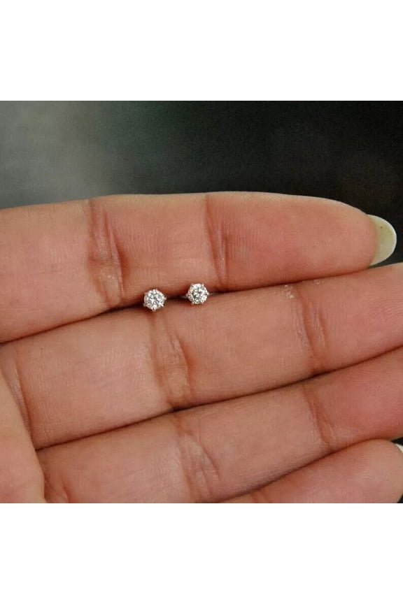 Solitaire Stud White Lab-Created Diamond Earrings 0.20 ct. t.w. 925 Sterling, 14K Yellow Gold Plated
