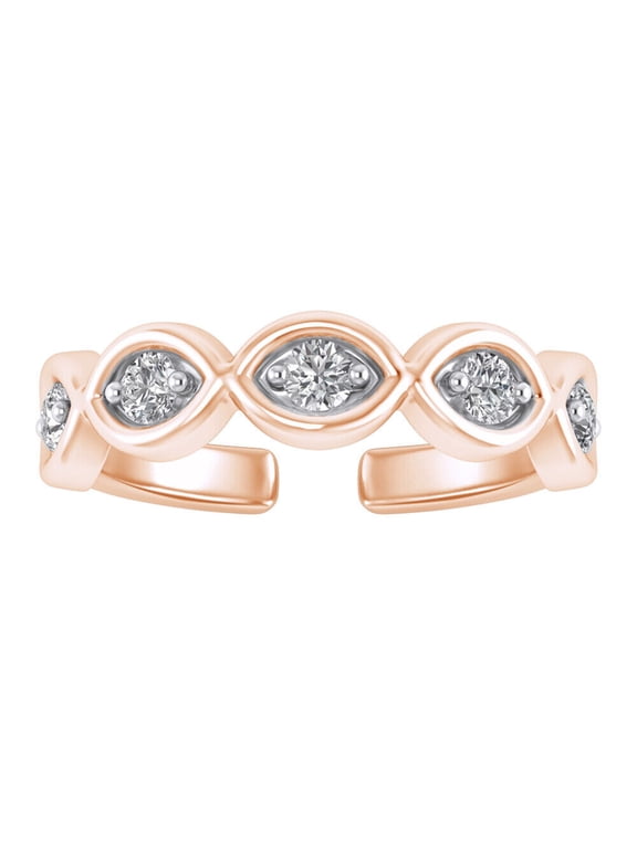 0.20 Ct Round Cut Lab Created Diamond 14k Rose Gold Plated Silver Adjustable Toe Ring