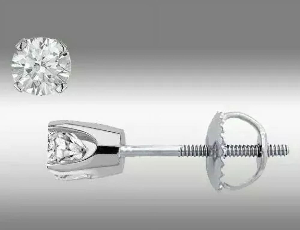 0.20 Ct Round Lab-Created Diamond Screw Back Stud Earrings 925 Sterling Silver