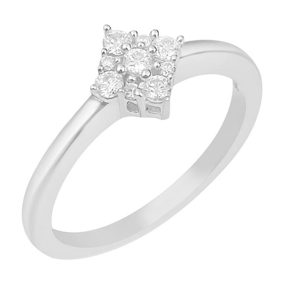 0.20 Ctw Round Shape Moissanite 925 Sterling Silver Nine Stone Women Stackable Ring