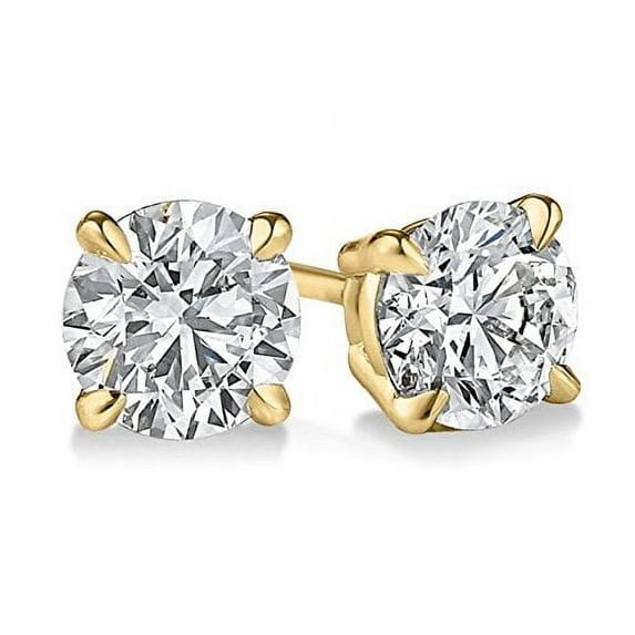 (0.20 carat) 14K Yellow Gold Round Diamond Stud Earrings in I2 Clarity