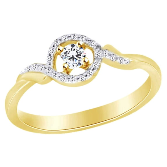 AFFY (0.20 cttw) Round Shape White Natural Diamond Solitaire Engagement Ring In 10k Yellow Gold Ring Size-4