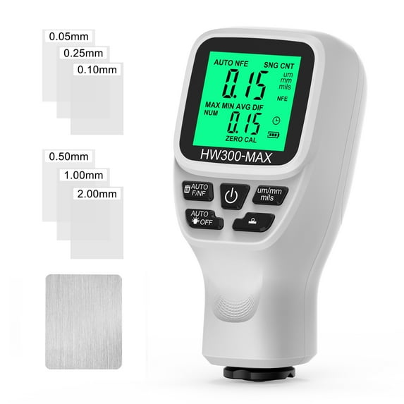 0-2000UM Thickness Gauge High Precise LCD Digital Automobile Film Thickness Meter Car Paint Coating Thickness Tester Three Probe Modes Three Units Switching with Zeroing Calibration Function