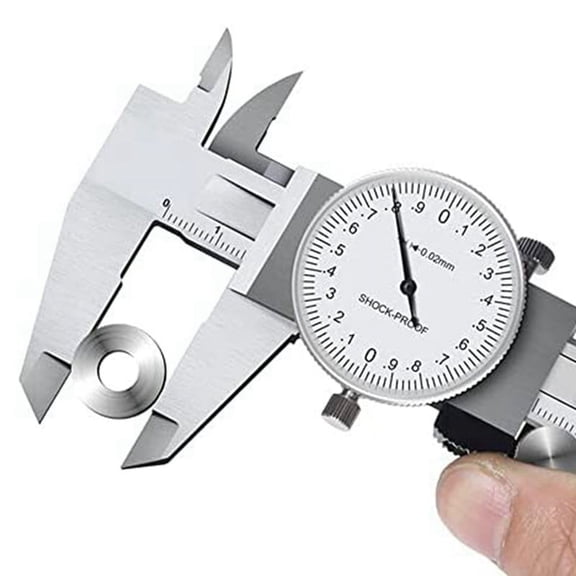 0-200Mm Metric Gauge Measuring Tool Dial Vernier Caliper Shock-Proof Vernier Caliper 0.02Mm (TGBK150-0-200MM),1 x Dial vernier caliper,Silver