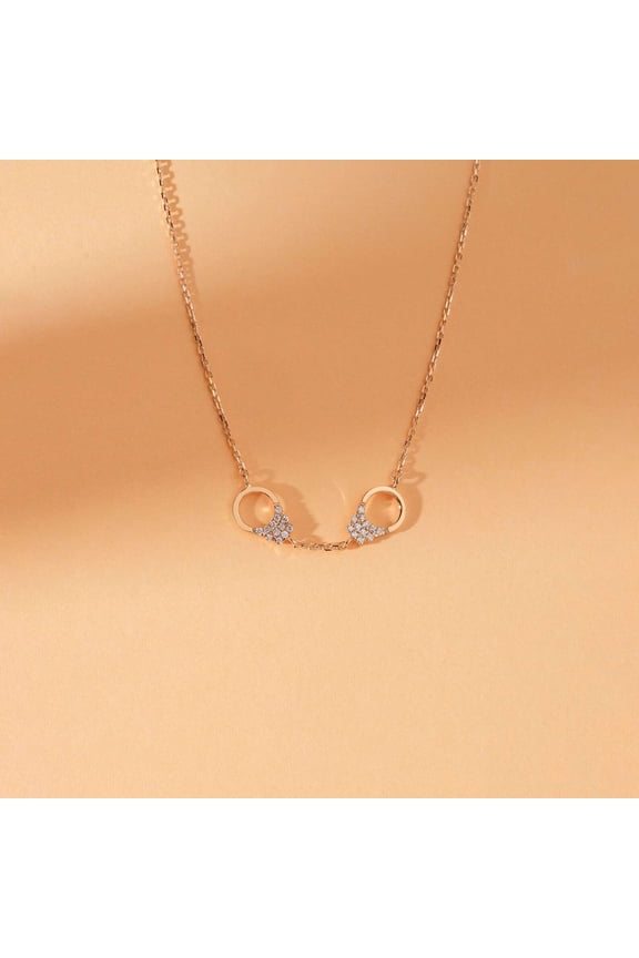 0.20CT Round Cut Simulated Diamond 925 Silver Handcuff Necklace In 14k Rose Gold Plated