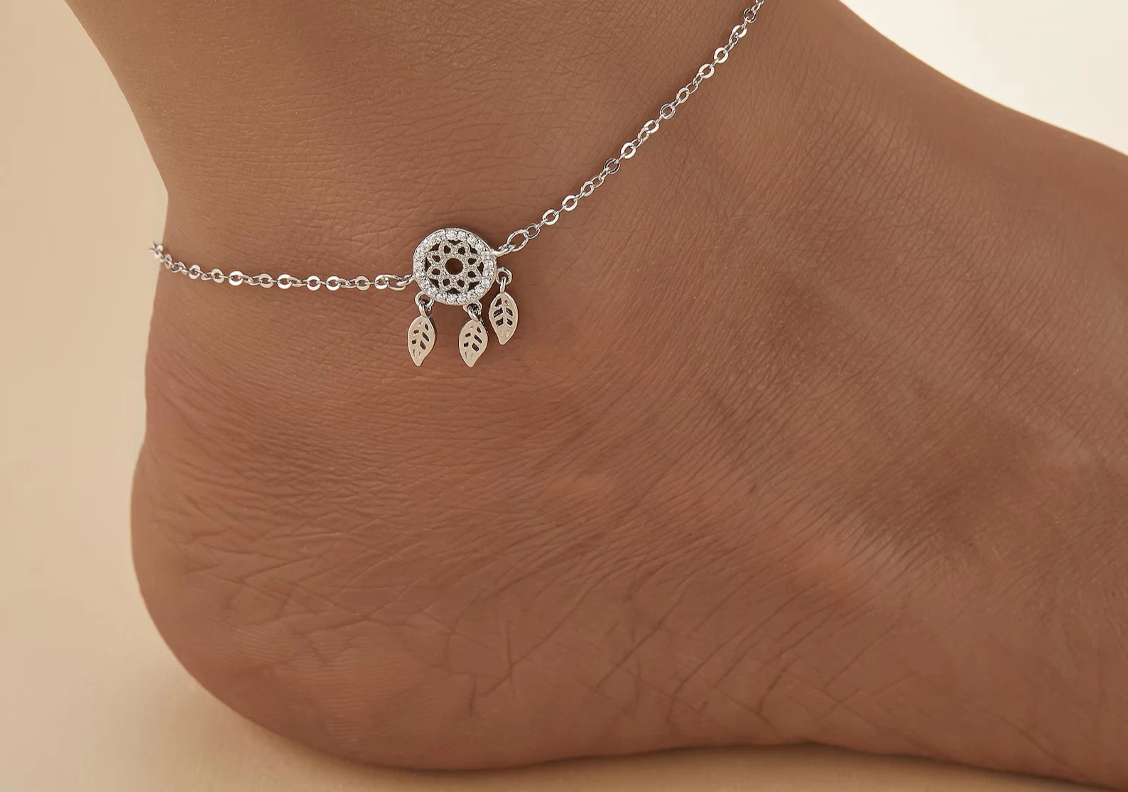 0.20Ct Round Cut Simulated Diamond Women's Wedding Anklet 14K White Gold Plated 925 Sterling Silver 8"