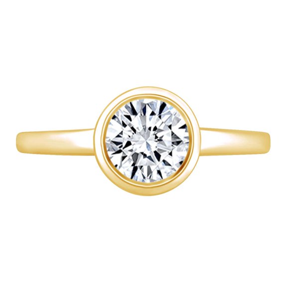 AFFY 0.21 Carat (Cttw) Round White Natural Diamond Semi Mount Solitaire Engagement Ring In 14k Solid Yellow Gold (I-J Color, I2-I3 Clarity) Ring Size-6