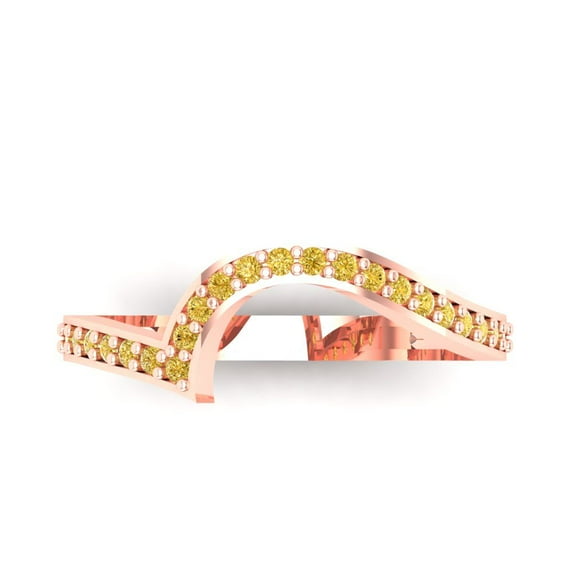 0.21 ct Brilliant Round Cut Natural Citrine 14k Rose Gold Stackable Band SZ 9.75