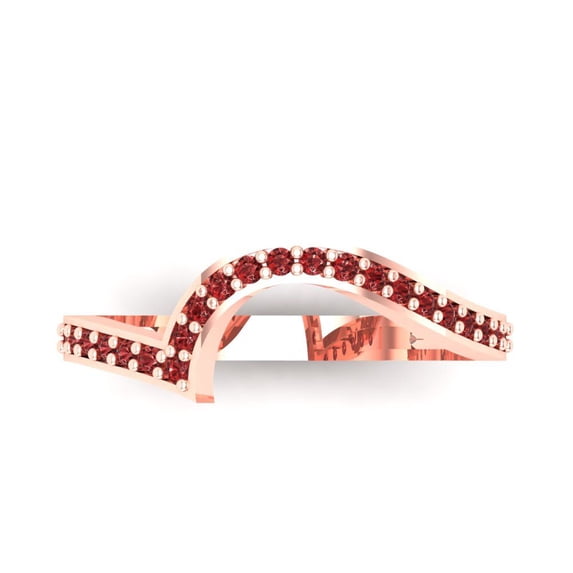 0.21 ct Brilliant Round Cut Natural Garnet 14k Rose Gold Stackable Band SZ 8.5