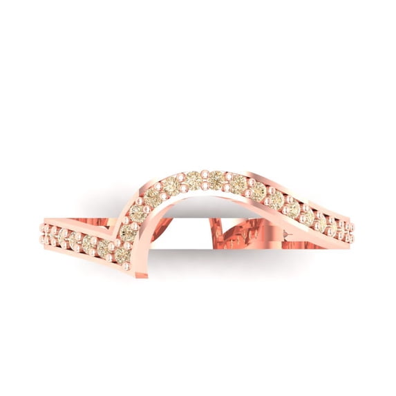 0.21 ct Brilliant Round Cut Natural Morganite 14k Rose Gold Stackable Band SZ 7.25