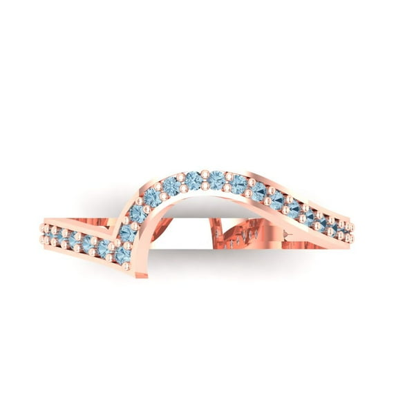 0.21 ct Brilliant Round Cut Simulated Blue Diamond 18K Rose Gold Stackable Band SZ 6.5