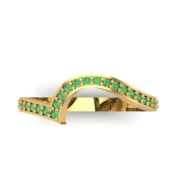 0.21 ct Brilliant Round Cut Simulated Green Diamond 14k Yellow Gold Stackable Band SZ 8