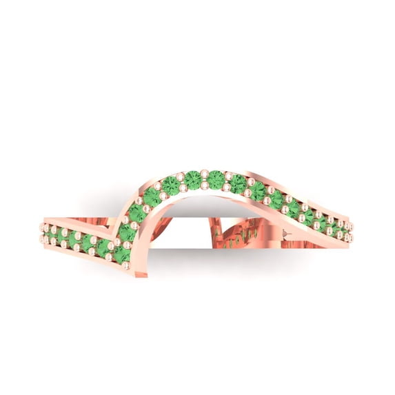 0.21 ct Brilliant Round Cut Simulated Green Diamond 18K Rose Gold Stackable Band SZ 4