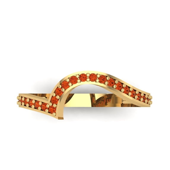 0.21 ct Brilliant Round Cut Simulated Red Diamond 14k Yellow Gold Stackable Band SZ 5.75