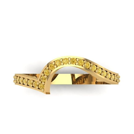 0.21 ct Brilliant Round Cut Simulated Yellow Diamond 18K Yellow Gold Stackable Band SZ 5.5