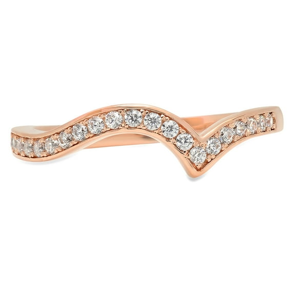 0.21 ct Brilliant Round Cut Synthetic White Sapphire 14k Rose Gold Stackable Band SZ 6.75