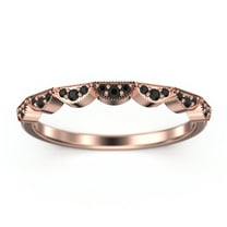 0.21ct Round Black Diamond Moissanite Half Moon Styled Wedding Band 10K rose gold