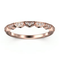 0.21ct Round Diamond Moissanite Half Moon Styled Wedding Band 18K Rose Gold Over Silver