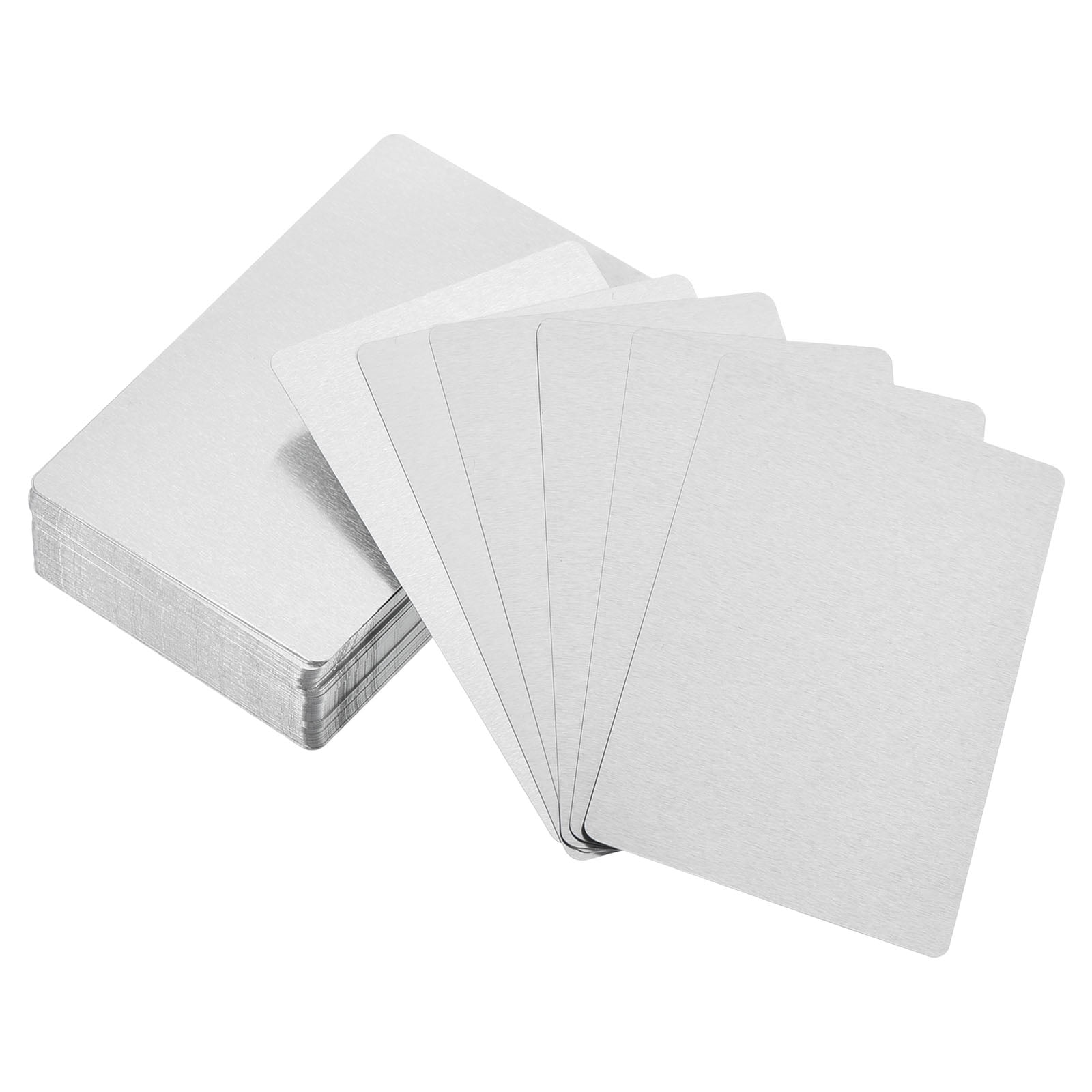  100 pcs Blank sublimation metal name card Thick Laser Metal Name  Card printing blank business card use sublimation ink and paper (Silver ) :  Office Products