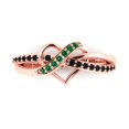 thumbnail image 1 of Solitaire with Accents Engagement Ring for Women - 0.22ct Simulated Emerald in 14K Rose Gold Promise Ring, 1 of 6