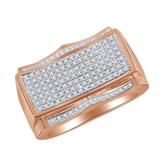 AFFY (0.22 Ct) Round White Natural Diamond Wedding Band Ring in 14k Rose Gold Over Sterling Silver Ring Size : 5