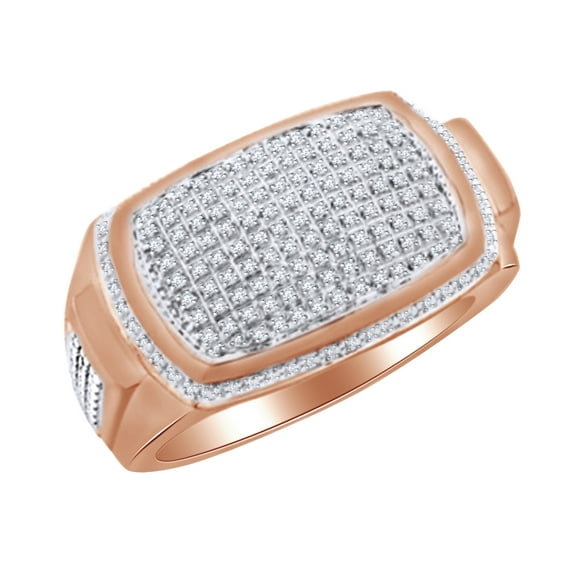 AFFY (0.22 Cttw) Round White Natural Diamond Wedding Band Ring in 14k Rose Gold Over Sterling Silver Ring Size : 11.5