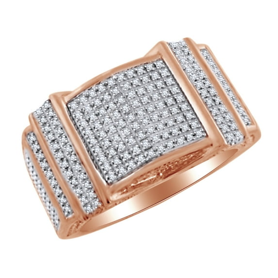 AFFY 0.22 Cttw White Natural Diamond Engagement Men's Ring in 14k Rose Gold Over Sterling Silver Ring Size : 11