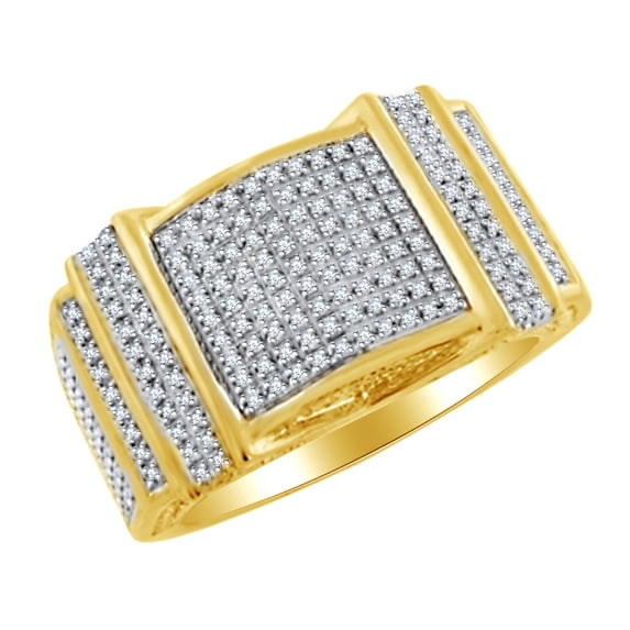 AFFY 0.22 Cttw White Natural Diamond Engagement Men's Ring in 14k Yellow Gold Over Sterling Silver Ring Size : 14