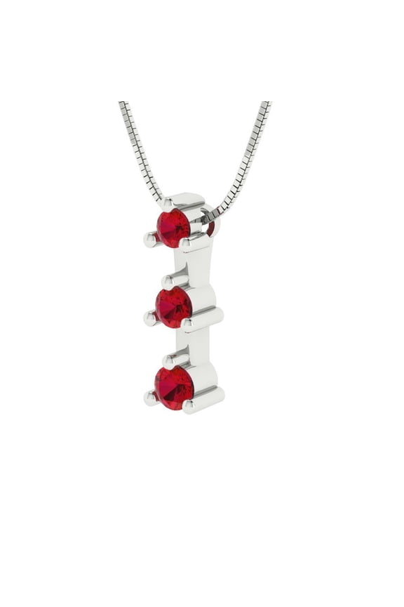 0.22 ct Brilliant Round Cut Ruby 14k White Solid Gold Everyday Affordable Designer Necklace Pendant with 16" Chain