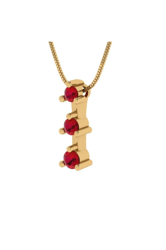0.22 ct Brilliant Round Cut Ruby 14k Yellow Solid Gold Everyday Affordable Designer Necklace Pendant with 16" Chain