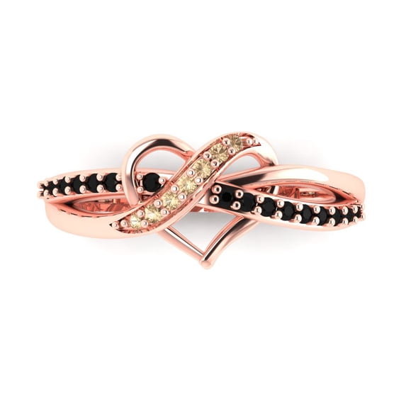 Solitaire with Accents Engagement Ring for Women - 0.22ct Yellow Moissanite in 14K Rose Gold Promise Ring