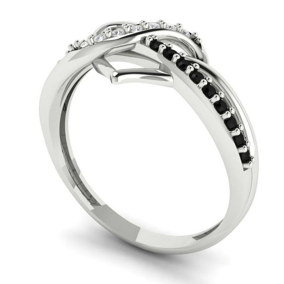 0.22 ct round cut clear Zircon 18k white gold Bridal Wedding Engagement Promise Anniversary Ring for Women size 11