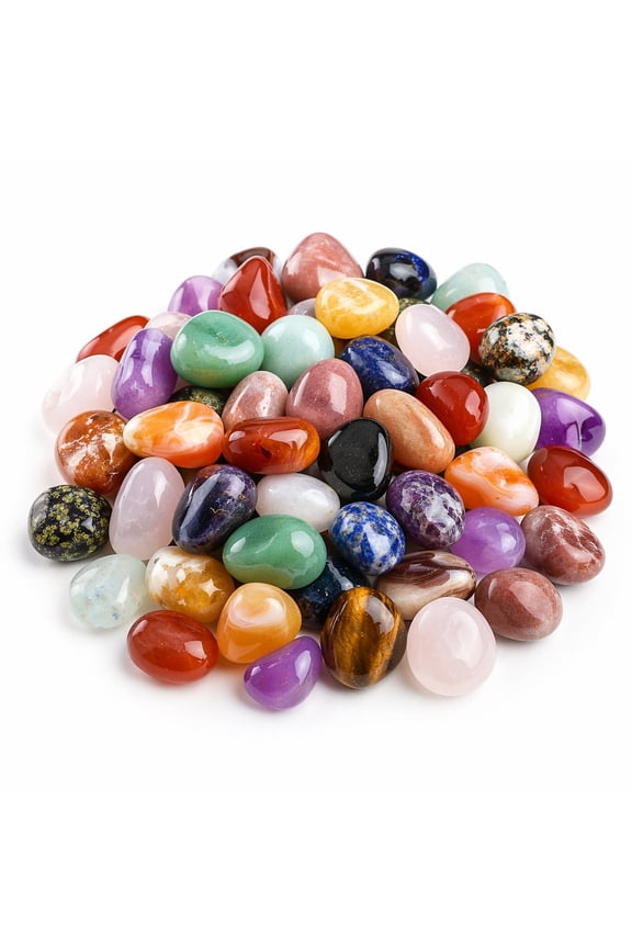0.22 lb Bulk Assorted Tumbled Polished Stones Crystal Set Quartz Stone Kit Healing Crystal Stones Crystal Jewelry Making Home Decoration Vase Filler, 10-20 mm