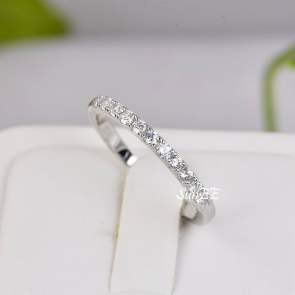0.22ct Half Eternity Bridal Band Diamond Simulated 925 Sterling Silver Anniversary Rings SKU:00251