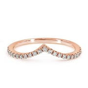 0.22ctw CZ Chevron Wave Stackable Wedding Band Pairable with Engagement Rings in 18K Rose Gold; 18K Yellow Gold; Rhodium Plating, 1.5mm, Size 5-10