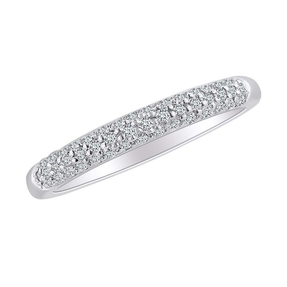 AFFY 0.23 Carat Round Shape White Natural Diamond Wedding Band Ring 18k Solid White Gold Ring Size-6.5