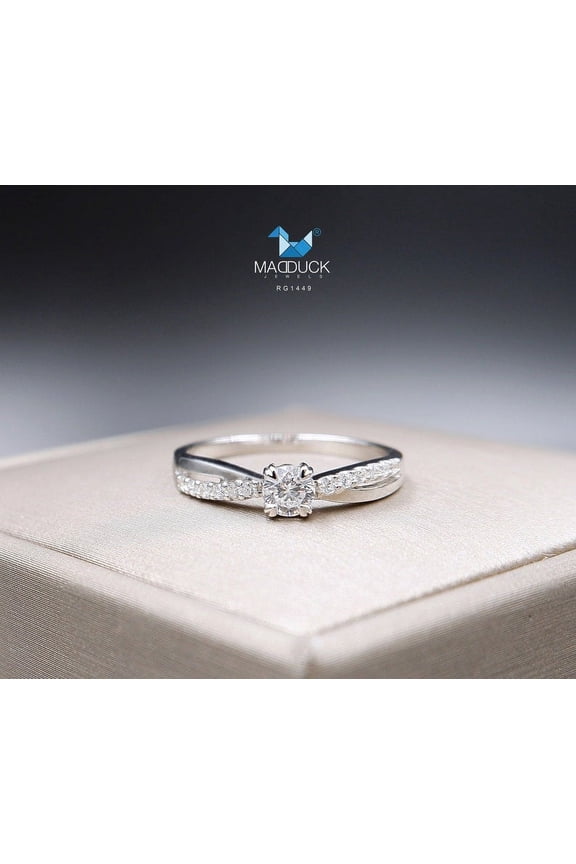 0.23 Cts Cubic Zirconia / Sterling Silver 925 Ring / Rhodium plated Nickel-Free / MadDuckJewels RG1449 / Thailand Jewelry