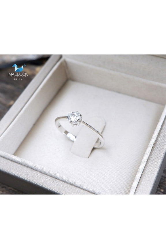 0.23 Cts Cubic Zirconia / Sterling Silver 925 Ring / Rhodium plated Nickel-Free / MadDuckJewels RG1501 / Thailand Jewelry