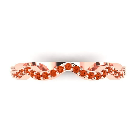 0.23 ctw Wedding Band for Women - 14K Rose Gold Simulated Red Diamond Stackable Eternity Ring