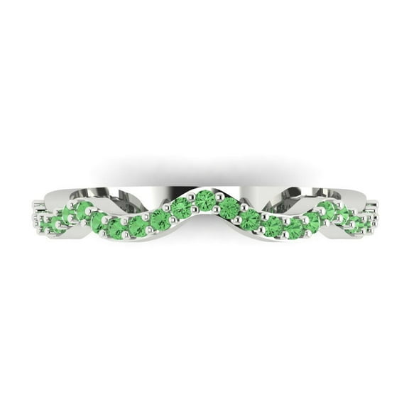 0.23 ctw Wedding Band for Women - 14K White Gold Simulated Green Diamond Stackable Eternity Ring