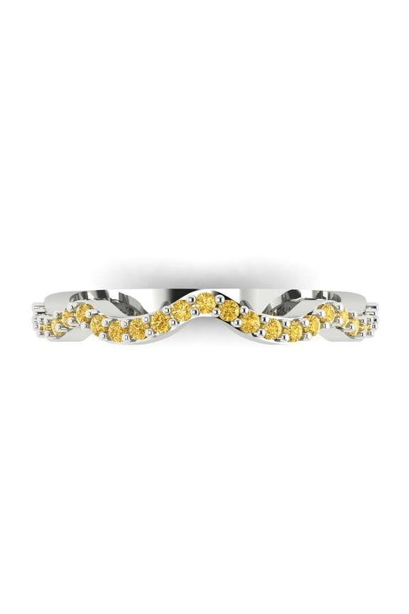 0.23 ctw Wedding Band for Women - 14K White Gold Simulated Yellow Diamond Stackable Eternity Ring