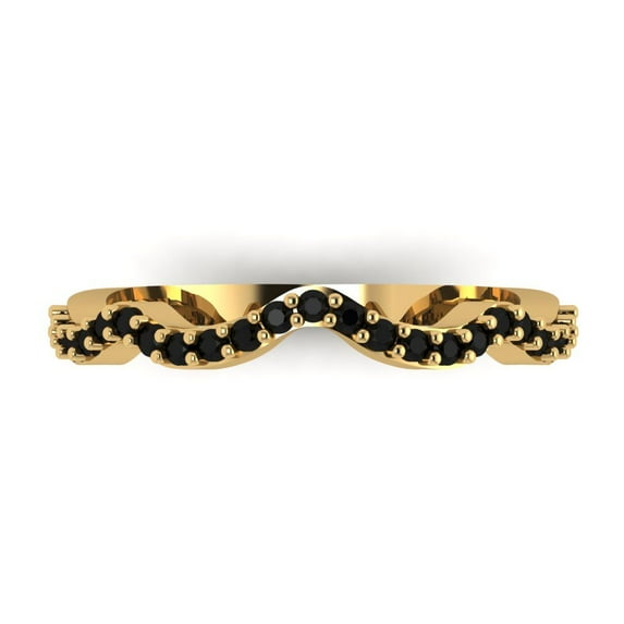 0.23 ctw Wedding Band for Women - 14K Yellow Gold Natural Onyx Stackable Eternity Ring