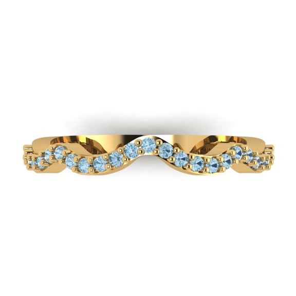 0.23 ctw Wedding Band for Women - 14K Yellow Gold Simulated Blue Sapphire Stackable Eternity Ring