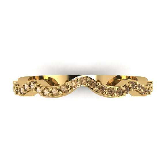 0.23 ctw Wedding Band for Women - 14K Yellow Gold Simulated Champagne Diamond Stackable Eternity Ring