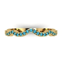 0.23 ctw Wedding Band for Women - 14K Yellow Gold Simulated Turquoise Stackable Eternity Ring