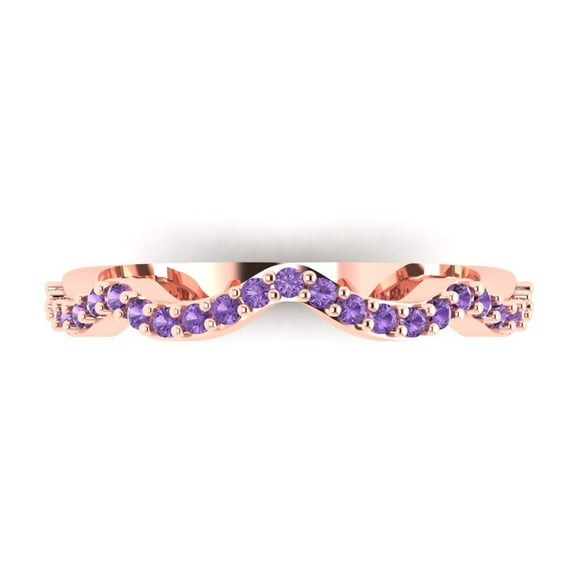 0.23 ctw Wedding Band for Women - 18K Rose Gold Simulated Alexandrite Stackable Eternity Ring