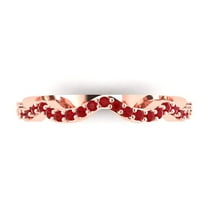 0.23 ctw Wedding Band for Women - 18K Rose Gold Simulated Ruby Stackable Eternity Ring