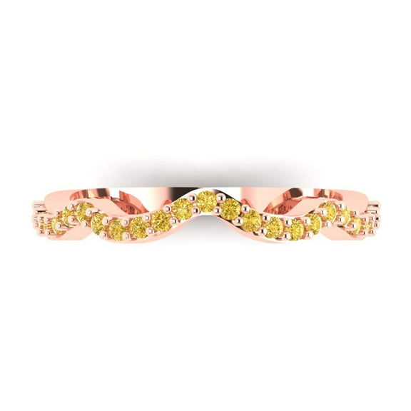 0.23 ctw Wedding Band for Women - 18K Rose Gold Simulated Yellow Diamond Stackable Eternity Ring