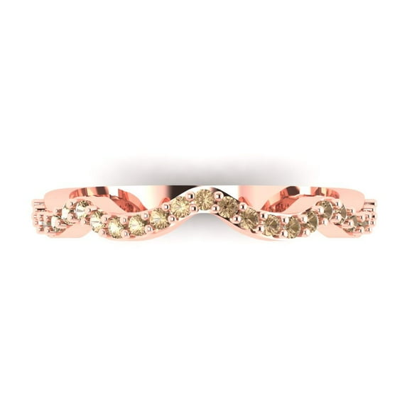 0.23 ctw Wedding Band for Women - 18K Rose Gold Yellow Moissanite Stackable Eternity Ring