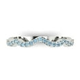 thumbnail image 1 of 0.23 ctw Wedding Band for Women - 18K White Gold Natural Aquamarine Stackable Eternity Ring, 1 of 6